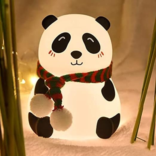Cute LED Panda Rechargeable Silicone LED Lamp for Kids Soft Glow Panda lamp with Touch Gesture Control Night Cute Nursery Decor Silicone Nursery Panda Bear Table USB Charging Lamp