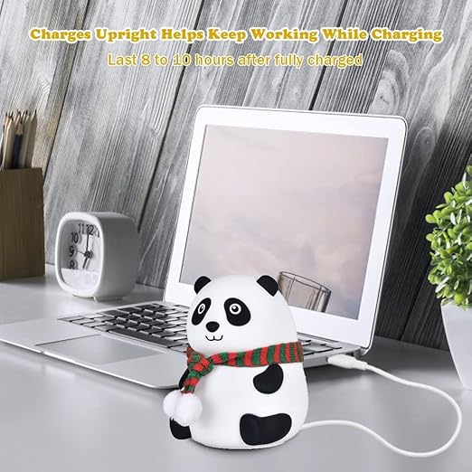 Cute LED Panda Rechargeable Silicone LED Lamp for Kids Soft Glow Panda lamp with Touch Gesture Control Night Cute Nursery Decor Silicone Nursery Panda Bear Table USB Charging Lamp