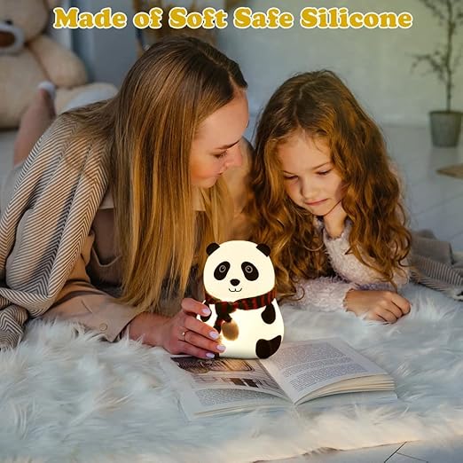 Cute LED Panda Rechargeable Silicone LED Lamp for Kids Soft Glow Panda lamp with Touch Gesture Control Night Cute Nursery Decor Silicone Nursery Panda Bear Table USB Charging Lamp